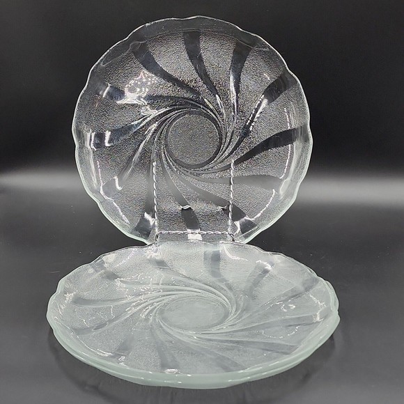 ARCOROC Durand Clear Glass Swirl Dinner Plates 11" Set of 3 - Picture 1 of 7
